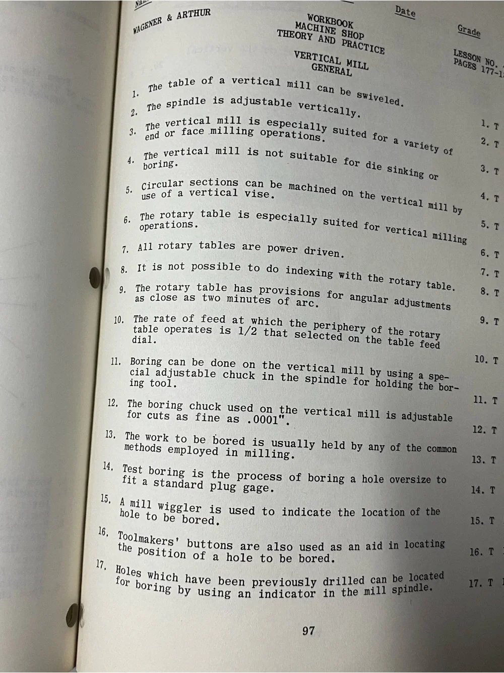 Machine Shop Theory and Practice Workbook - Beige
